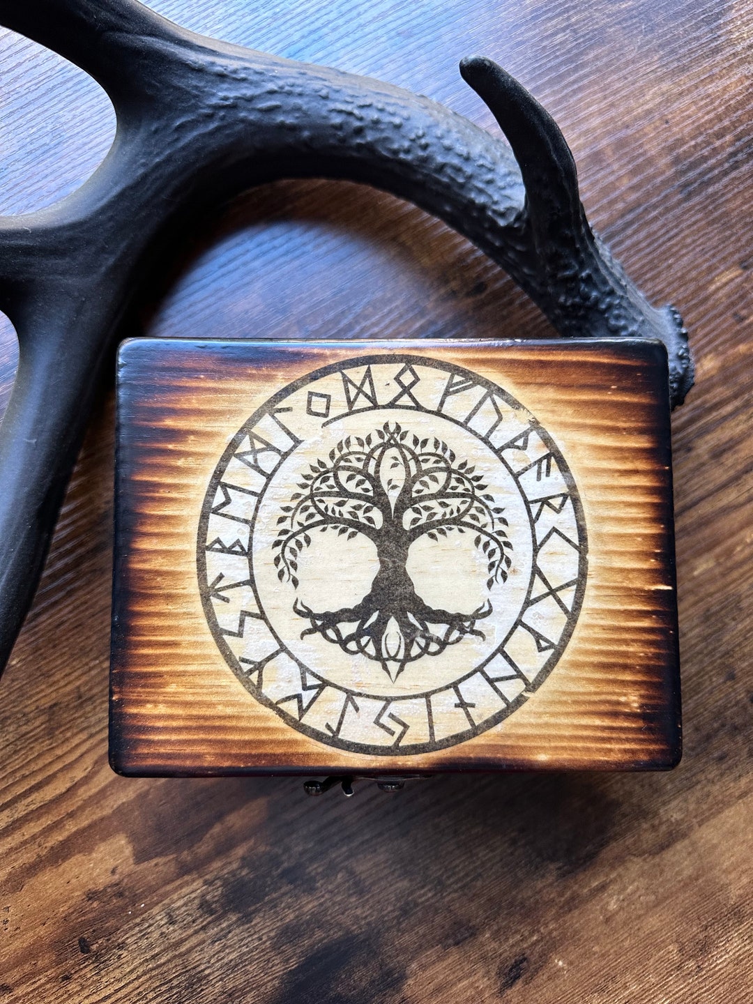 Handmade Tree of Life and Runes Wooden Box - Etsy