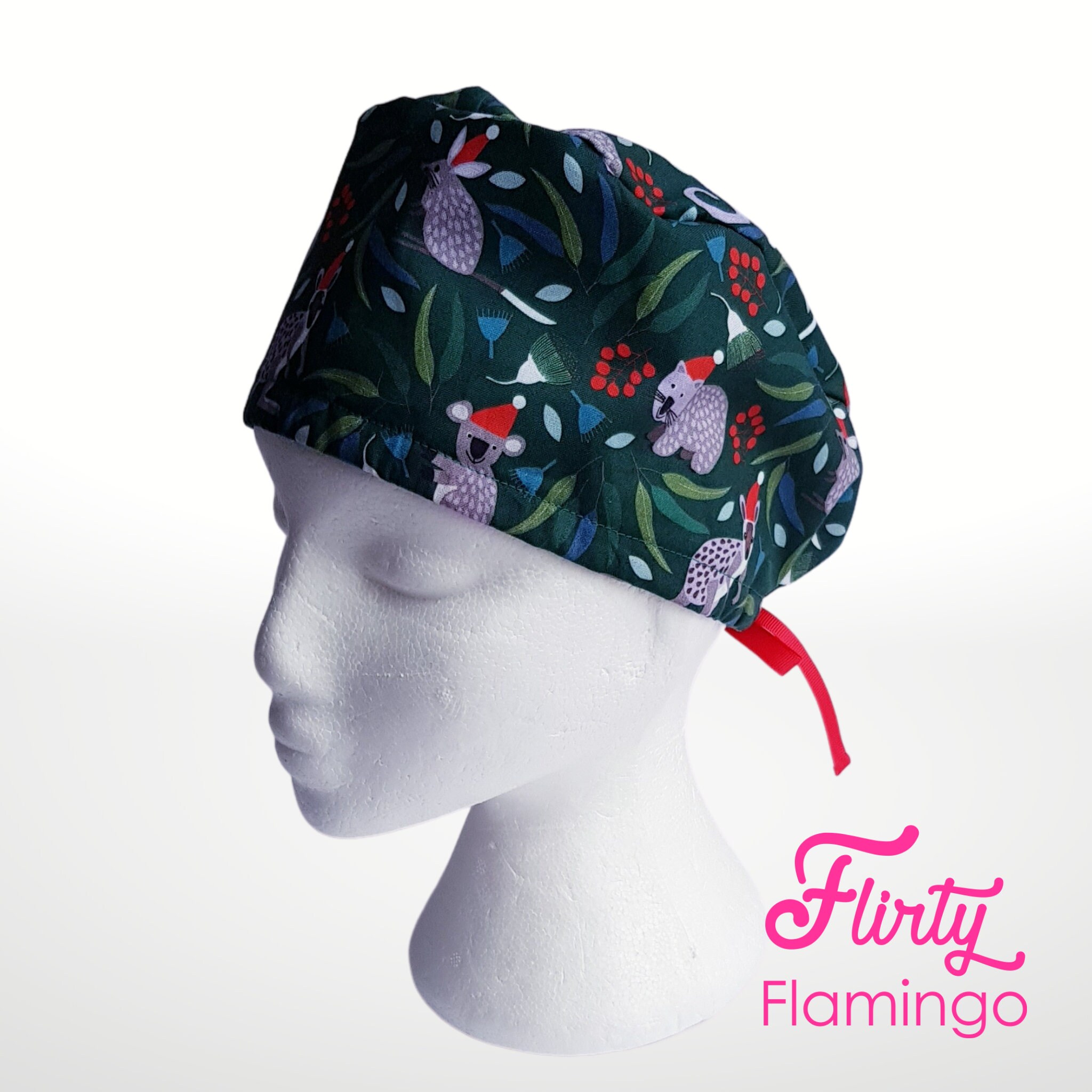 Christmas Scrub Cap, Scrub Hat, Surgical Cap, Australian Animals