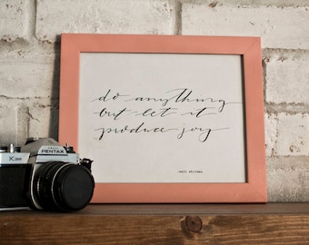 Allesbehalve laat het produceren vreugde / / Walt Whitman / / Hand-geletterden digitale Print / / afdrukbare