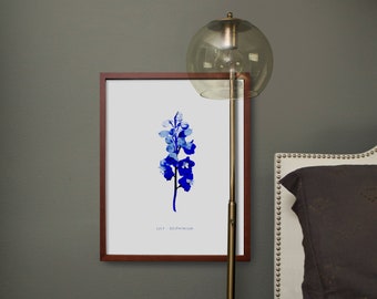 Juli geboorte maand bloem-Delphinium digitale print