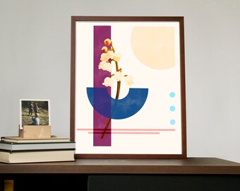 Mid-Century Moderne Lelie van de Vallei Digitale Print