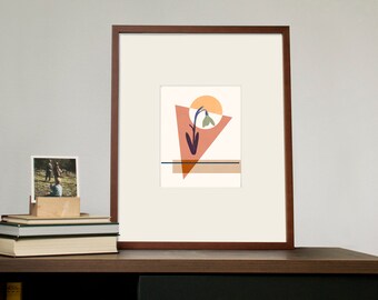 Mid-Century moderne sneeuwklokje digitale print