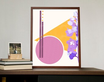Mid-Century Moderne Delphinium Digitale Print