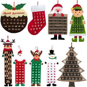 Large Felt Christmas Advent Calendar with Pockets Hanging Decoration Choose Design image 1