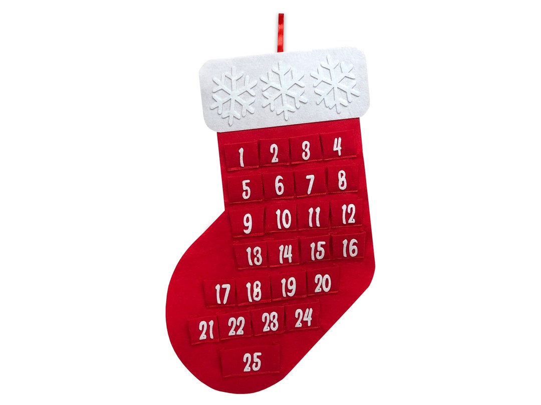 Large Felt Christmas Advent Calendar With Pockets Hanging Decoration