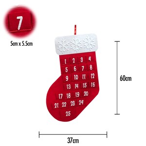 Large Felt Christmas Advent Calendar with Pockets Hanging Decoration Choose Design Red Stocking