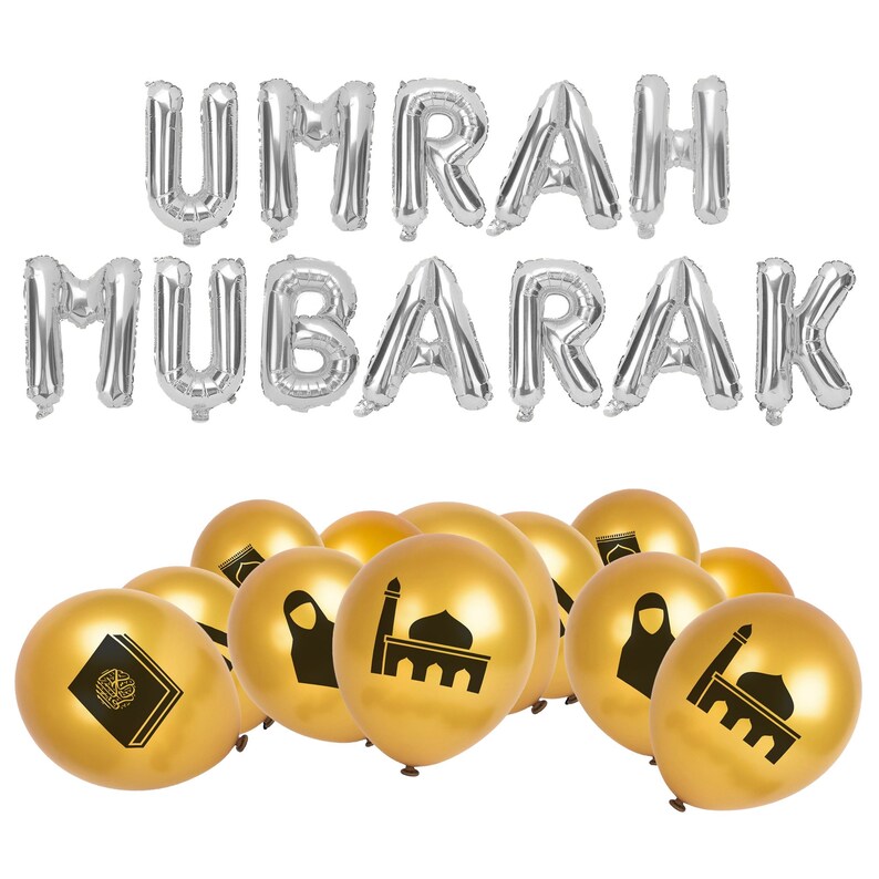 Silver Foil umrah Mubarak Balloons W/ 20 X Islamic Etsy UK