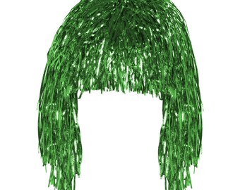 Green Tinsel Eid Party Dress Up Wig