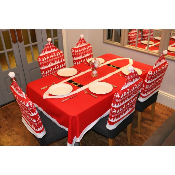 Christmas Dinner Felt Back Chair Covers Red & White Party Decoration Nordic  - Etsy UK