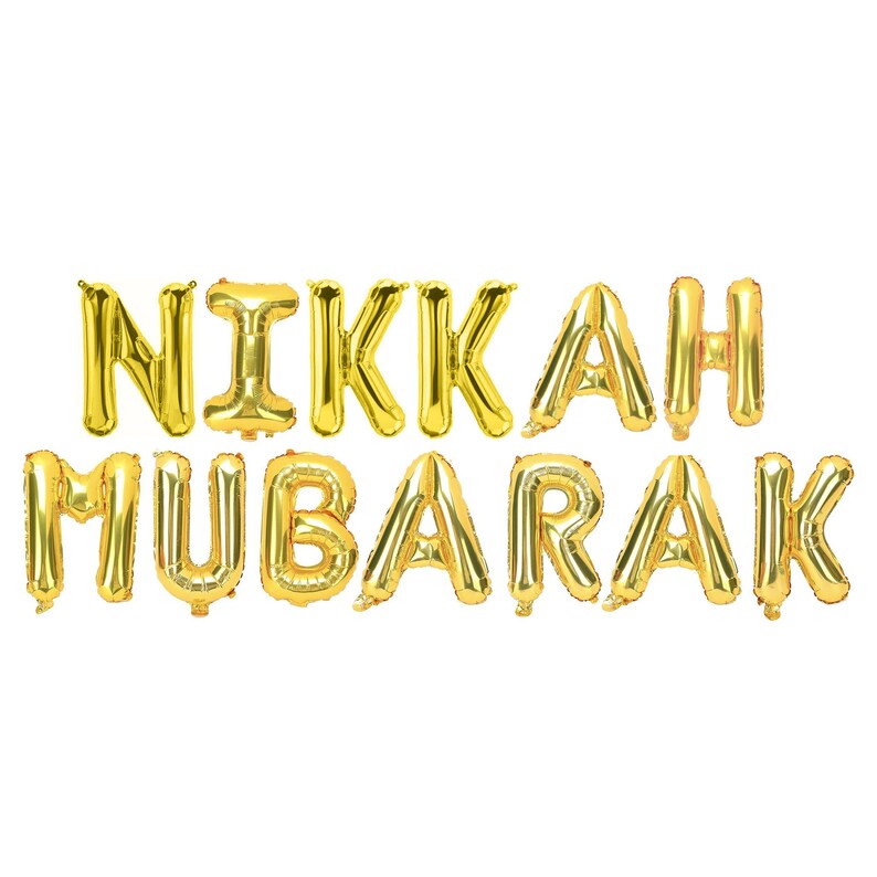 Gold /'Nikkah Mubarak/' Foil Letter Balloons