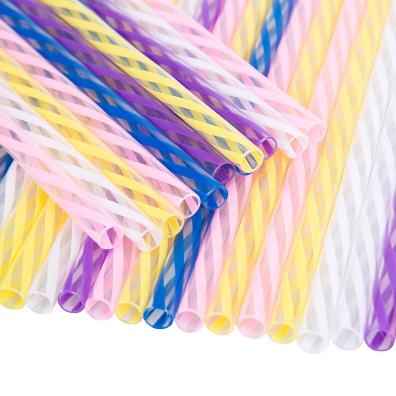 Jumbo Wide Clear/multicolour Spiral Hard Rigid Drinking Straws Etsy
