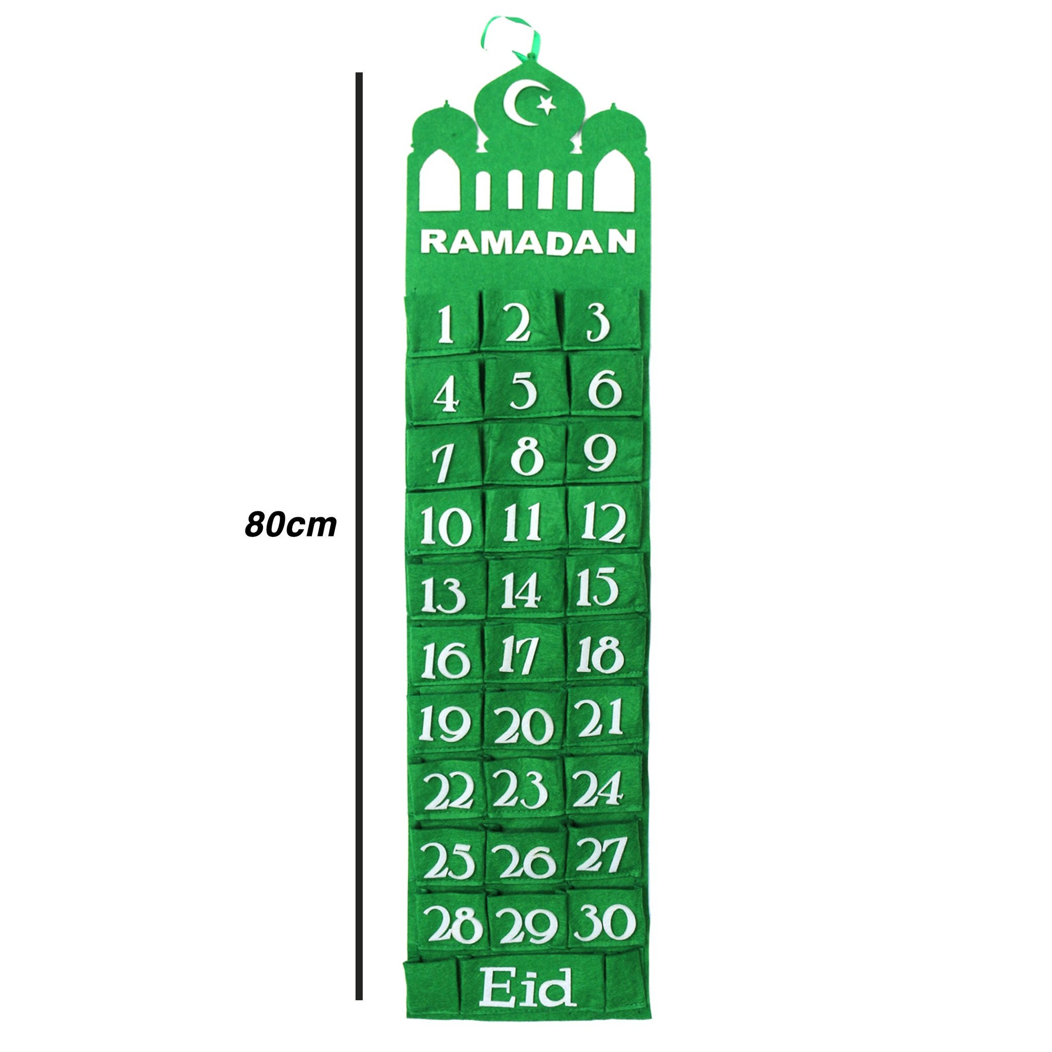 Eid Al-Adha Vert & Bleu Pocket Feutre Ramadan Calendrier de lAvent