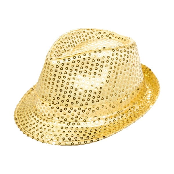 Gold Sequin Fedora Dress Up Hat