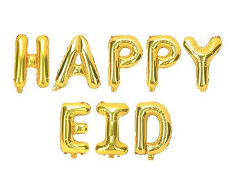 Gold 'Happy Eid' Foil Letter Balloons