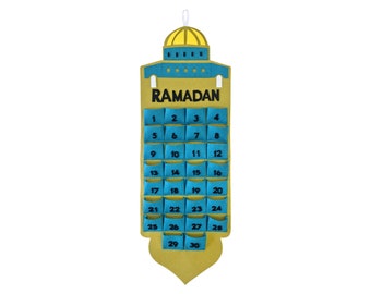 Eid Al-Adha Green & Blue Pocket Felt Ramadan Advent Calendar