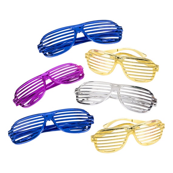 Pack Of 6 Metallic Shutter Shade Novelty Glasses Etsy - black shutter shades black shutter shades roblox free