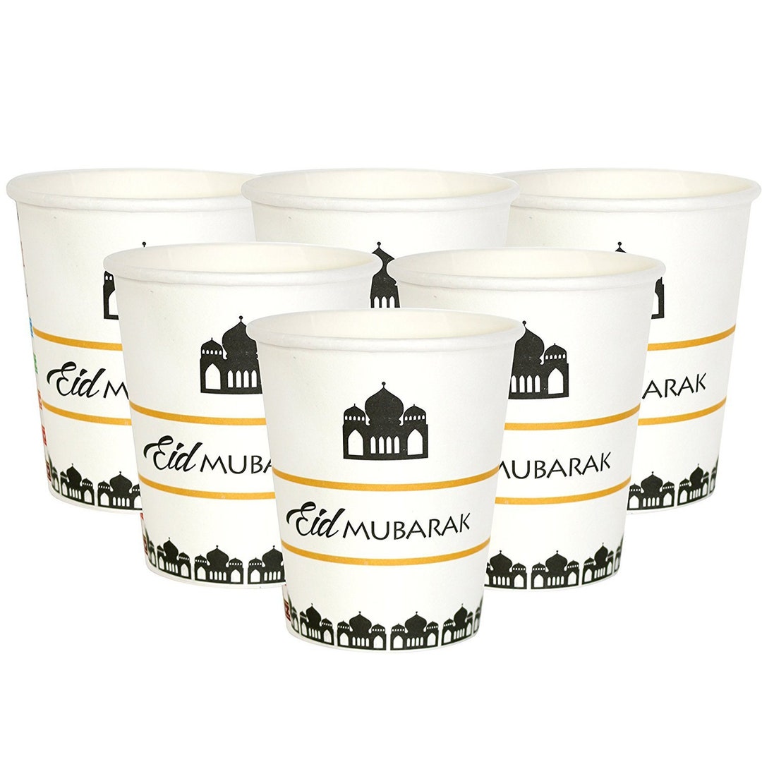 White & Gold 'eid Mubarak' Party Paper Cups 10 Pack - Etsy
