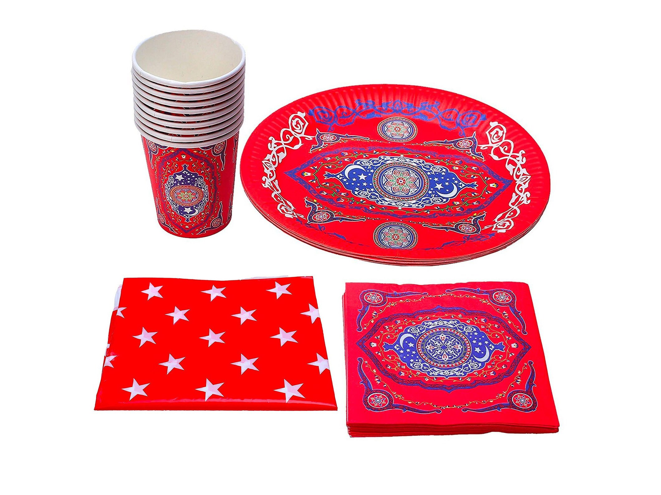 Red Ornate Floral Matching Eid Tableware Set Etsy