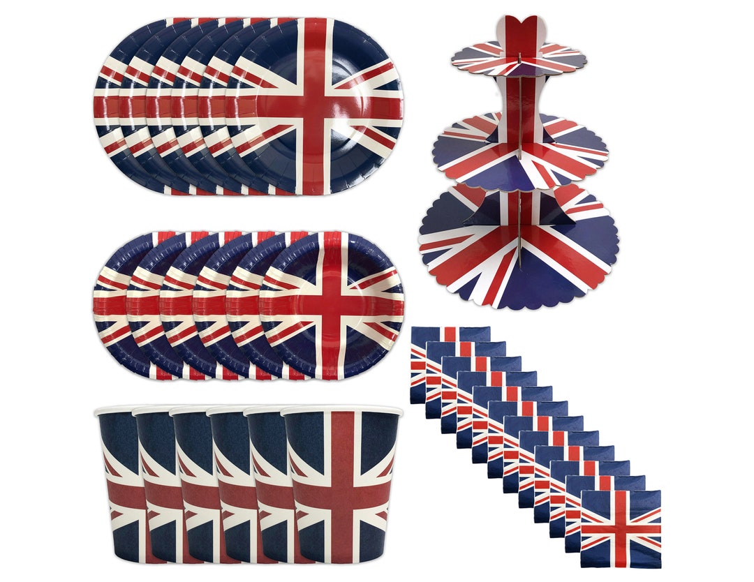 Union Jack Paper Plates Bowls Cups Napkins & Cake Stand Etsy UK
