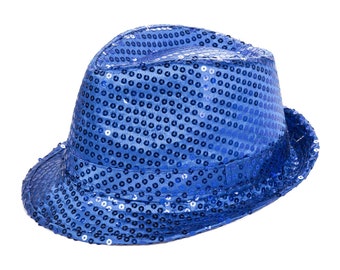 Blue Sequin Fedora Dress Up Hat
