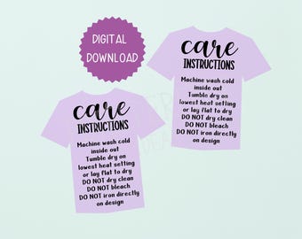 Shirt Care Card: Washing Instructions Digital Download