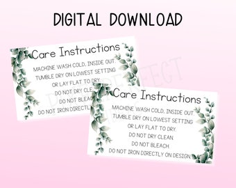 Carte d'entretien de la chemise : instructions de lavage (téléchargement numérique)
