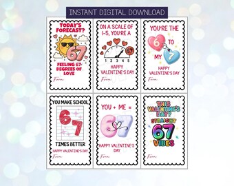 Gen Alpha 67 Valentines | Funny Meme Cards, Classroom Exchange (Digital Download)
