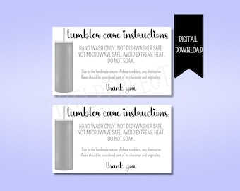Tumbler Care Instructions Card | Business Insert (Digital Download)