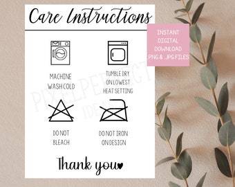 Clothing Care Instructions Card | Washing Guide (Digital Download)