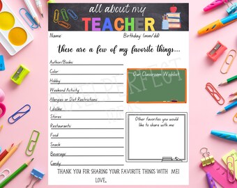 All About My Teacher Printable