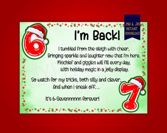Christmas Elf 6 7 Letter Printable – I’m Back Welcome Note, Instant Download Holiday Tradition