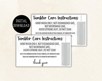 Tumbler Care Instructions Card | Small Business Insert (Digital Download)