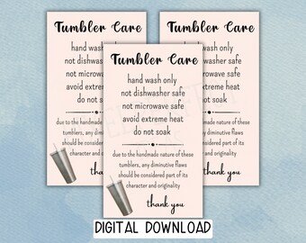Tumbler Care Instructions | Tumbler Care Card | Tumbler Insert | Tumbler Care | Instructions | Business Cards | Seller Insert