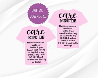 Shirt Care Card: Washing Instructions Digital Download