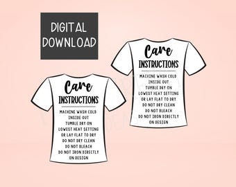 Shirt Care Card: Washing Instructions Digital Download