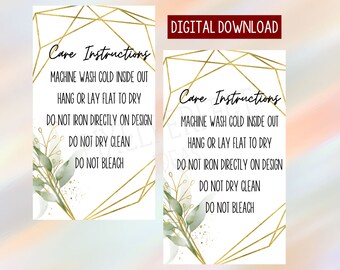 Shirt Care Instructions Card | Washing Guide (Digital Download)