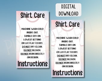 Carte d'entretien de la chemise : instructions de lavage pour les petites entreprises (téléchargement numérique)