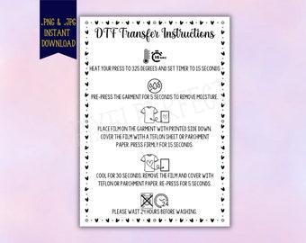 Direct To Transfer | Digital Download | DTF Instructions | Shirt Care Download | Instant Download | Digital Files