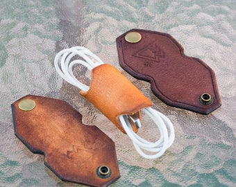 Leather Ear Bud, iPhone Cord Organizer