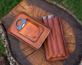 Estuche de cuero para puros con tapa extraíble, estuche para cortador XiKar X8 en tapa.