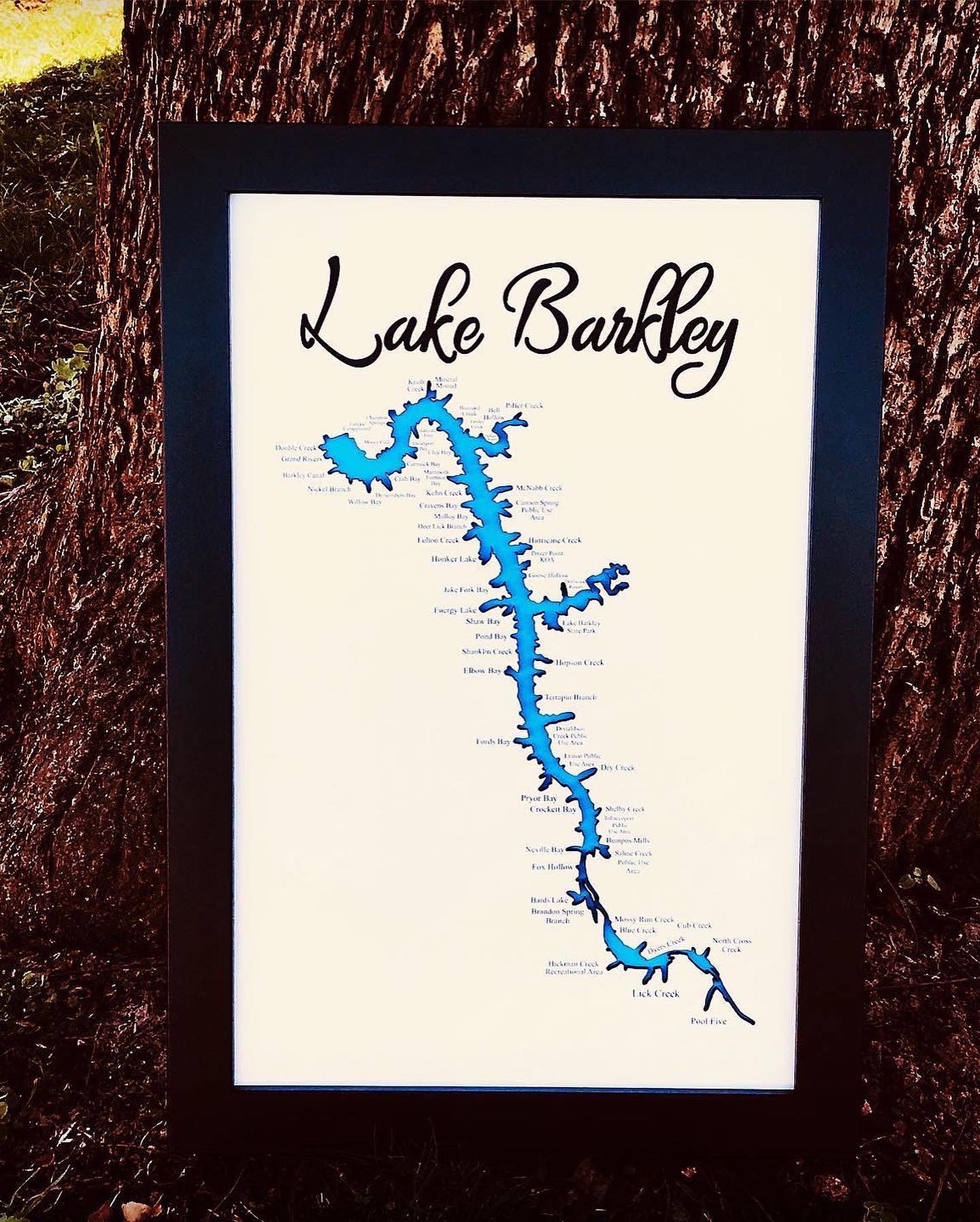 Laser-cut map of Lake Barkley
