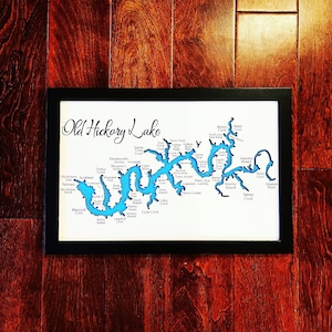 Old Hickory Lake, Tennessee, Laser Engraved Map, Wood Map, Personalized Map, Anniversary Gift for Him Her, Fathers Day Gift, Nashville Sign
