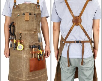 Canvas apron, multifunctional pocket apron, barber apron, craftsman woodworking overalls