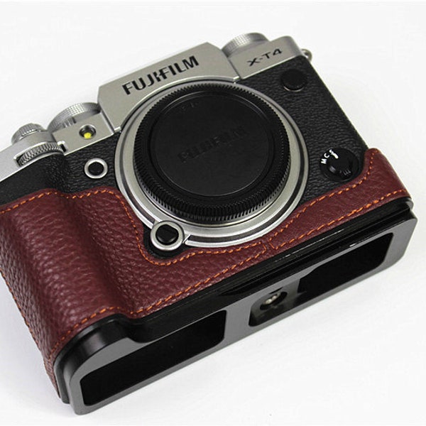 Suitable for Fuji X-T4 leather camera bag protective case XT4 half set base xt4 L plate shell