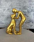 Cute Dog Owner Sculpture, Gold Pet Figurine Décor, Black Dog Statue Home Décor Cute Novelty Gift, Decorative Shiny Gold Accent Dog Lover