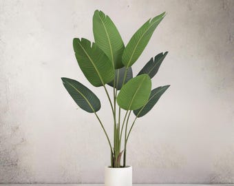 Artificial Bird of Paradise Tree, Tall Indoor Fake Plant with Realistic Trunk,Leaves,Planter, Faux Potted Banana Tree for Home Decor Bedroom