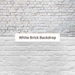 May include: White brick backdrop with the text "White Brick Backdrop" in the center.