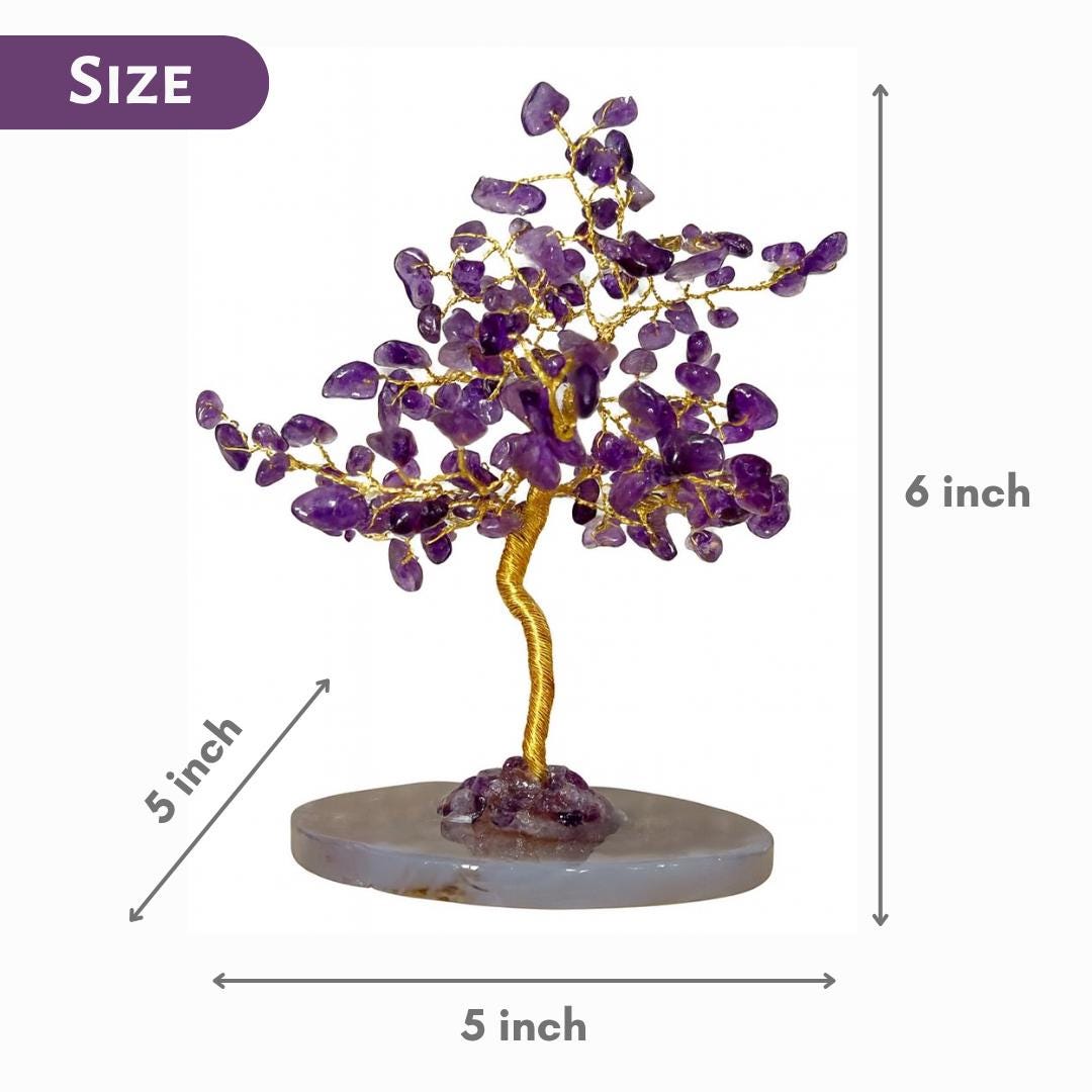 Real Amethyst Crystal Tree With Agate Rock, Feng Shui Gemstone Tree of ...
