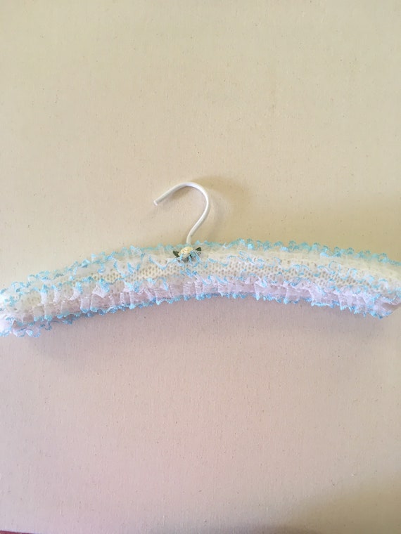 Blue Lace Coat Hanger With White Rose Etsy