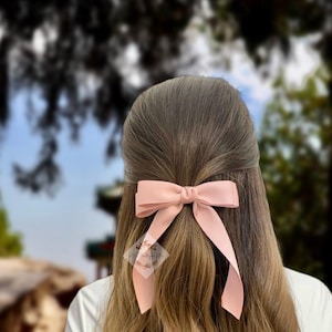 Matte satin hair bow, elegant hair bow, adult hair clips, adult hair bow, long tail hair bow, hair bow barrette, hair bow tie
